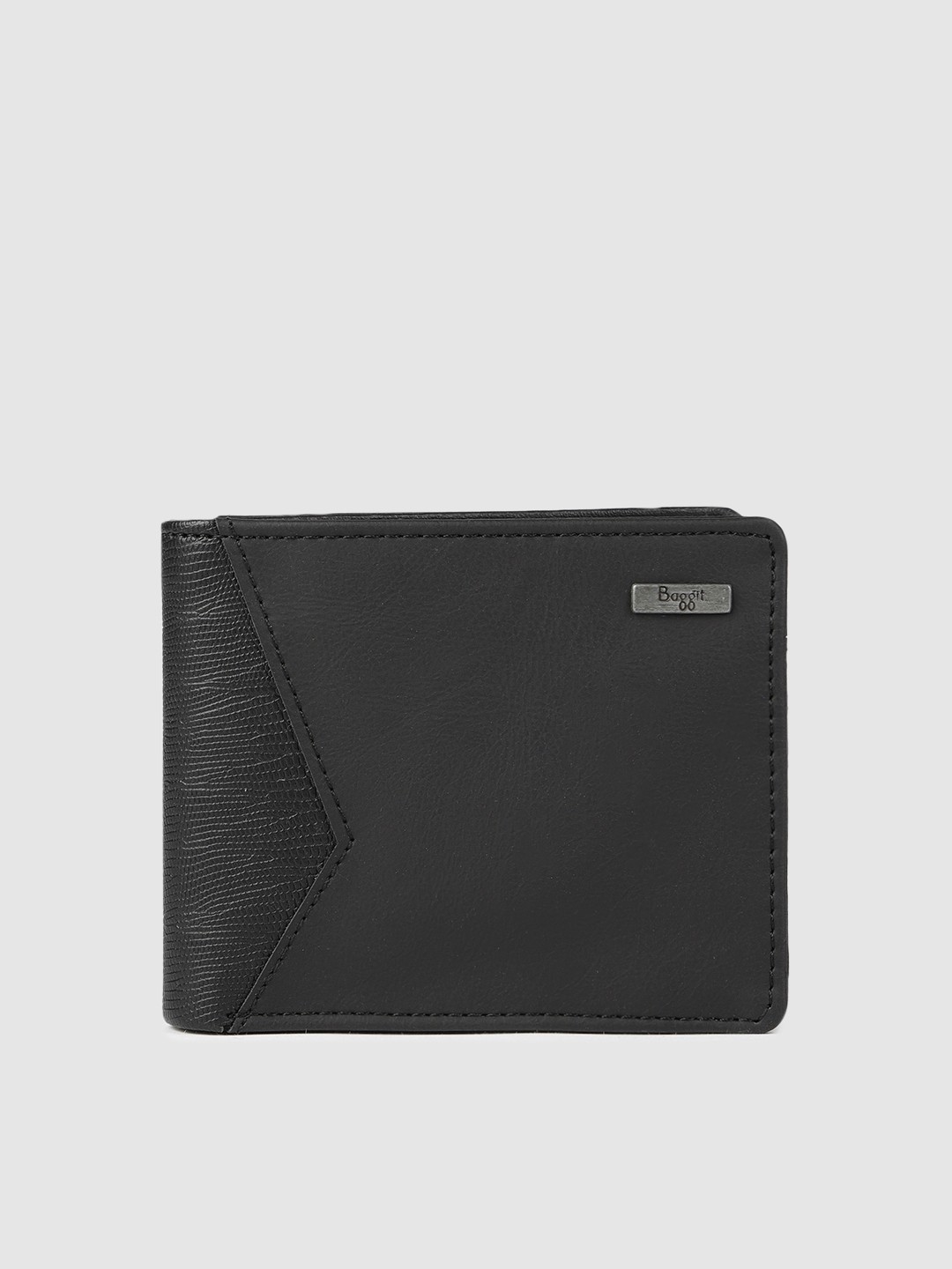 

Baggit Men Black Textured Two Fold Wallet
