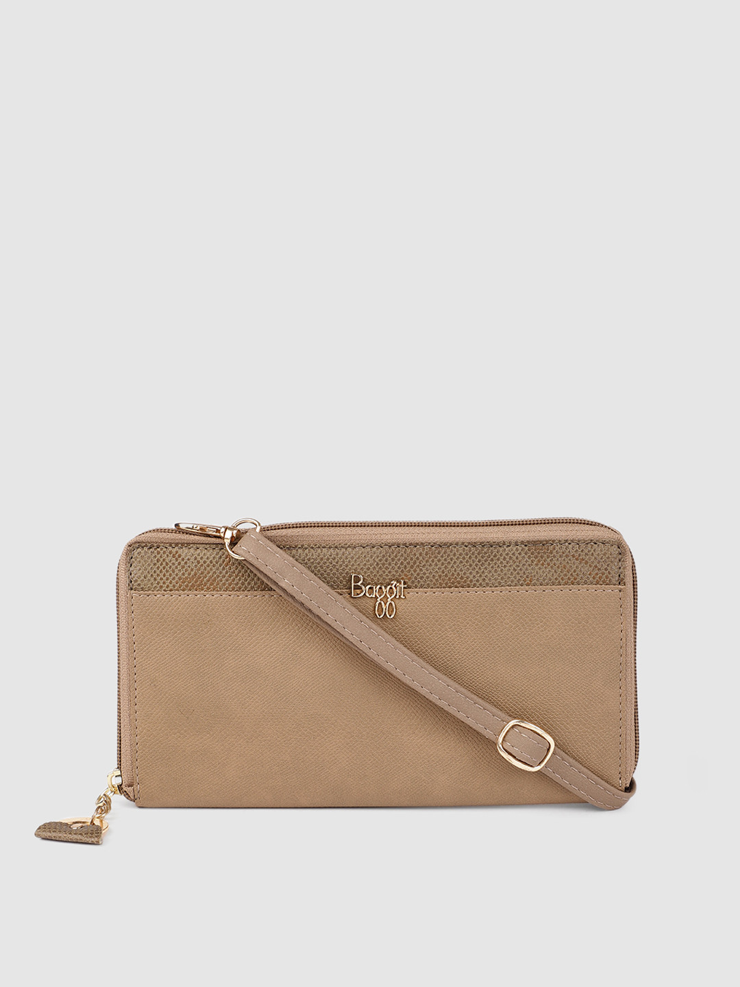 

Baggit Women Beige Textured Zip Around Wallet