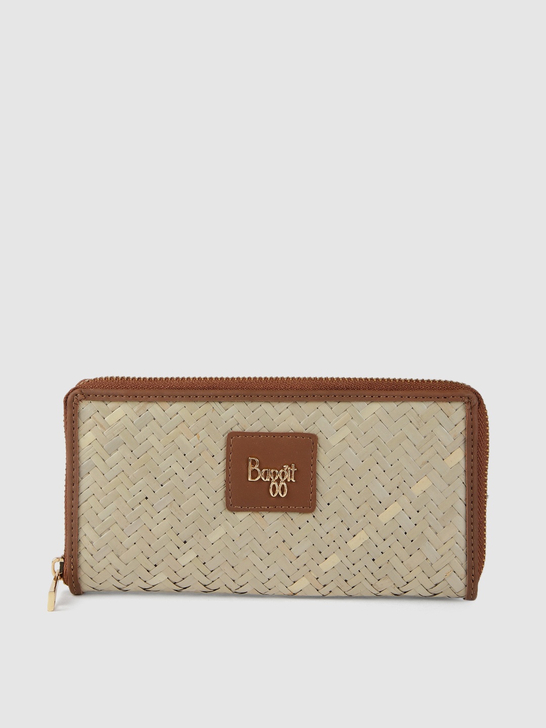 

Baggit Women Beige Woven Design Zip Around Wallet