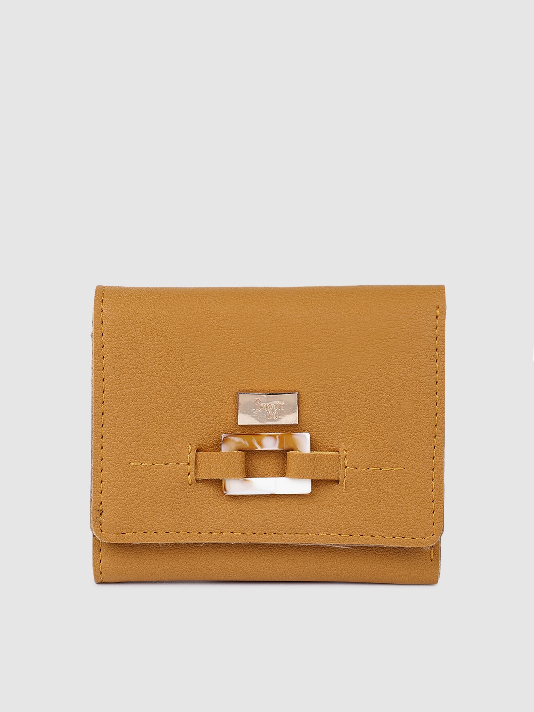 

Baggit Women Mustard Yellow Solid Three Fold Wallet