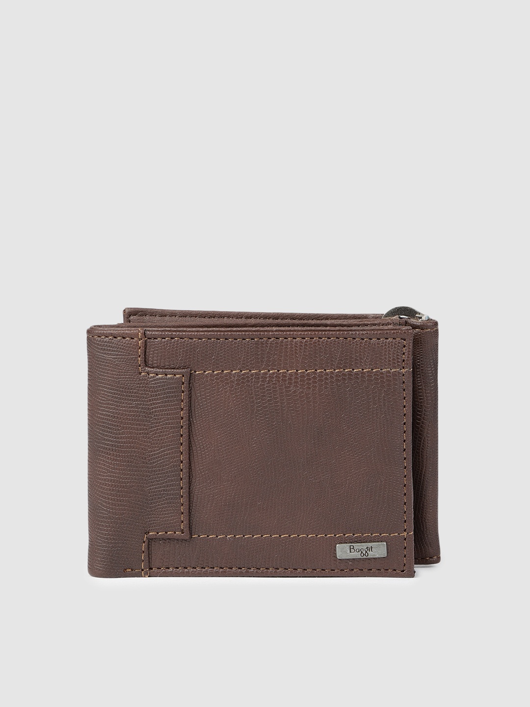 

Baggit Men Brown Textured Two Fold Wallet cum Card Holder