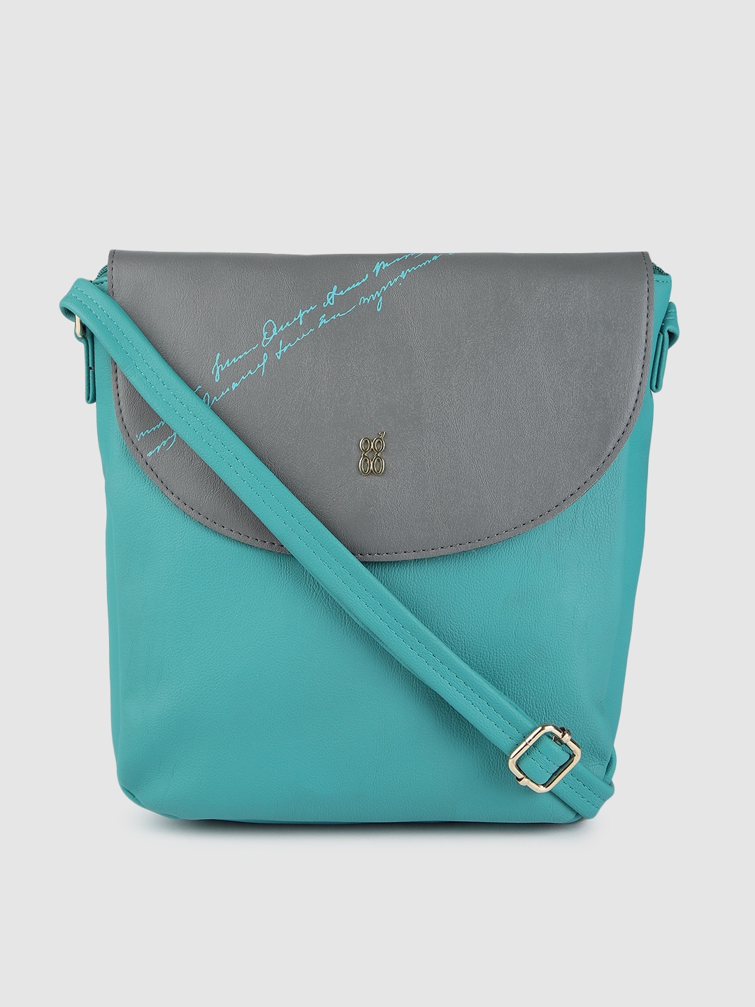 

Baggit Teal Blue & Grey Colourblocked Sling Bag