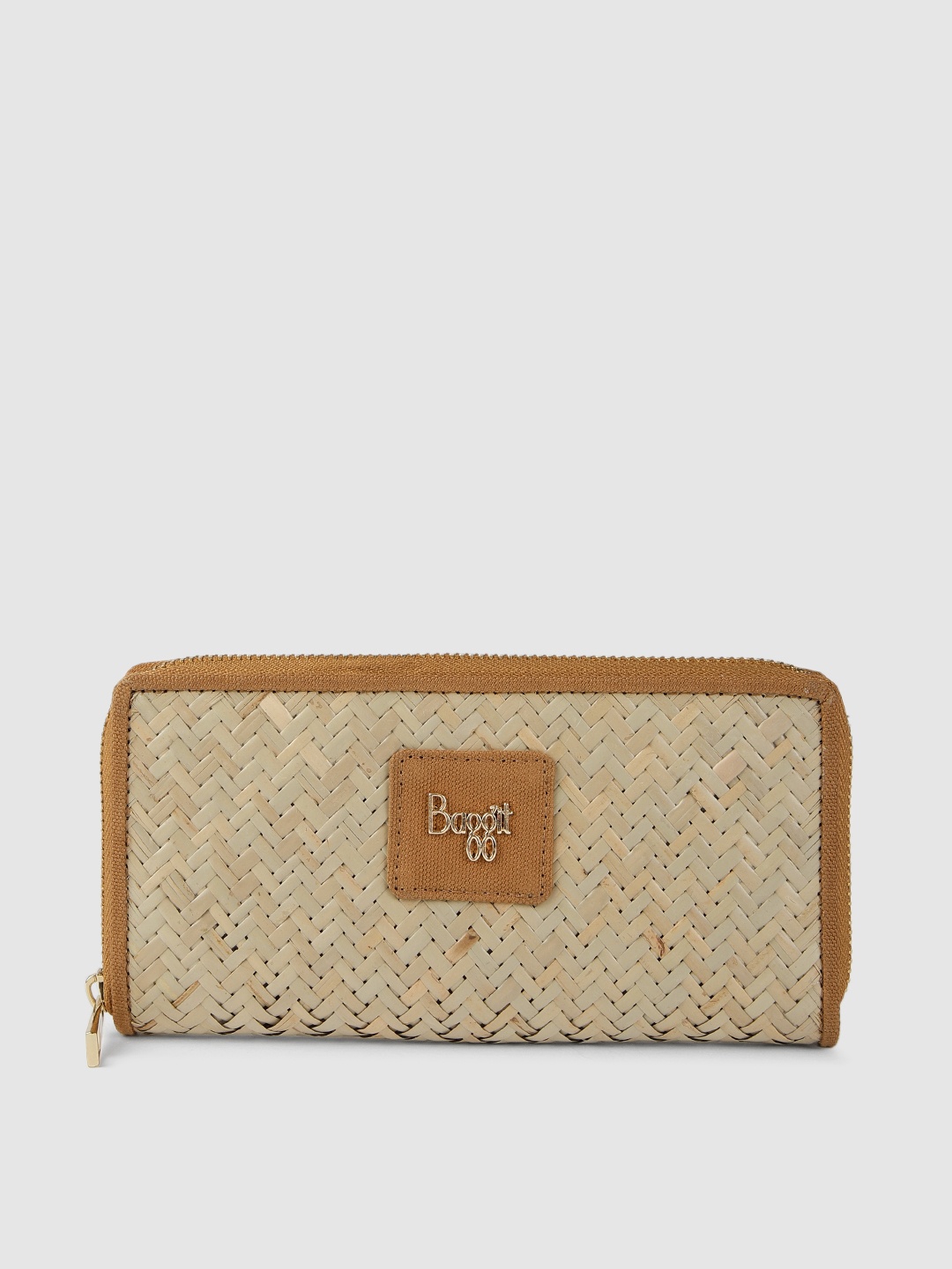 

Baggit Women Beige Woven Design Zip Around Wallet
