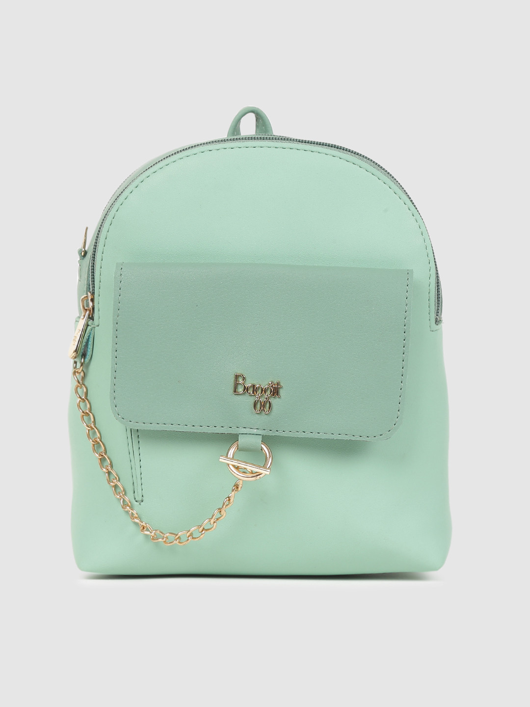 

Baggit Green Solid Backpack, Sea green