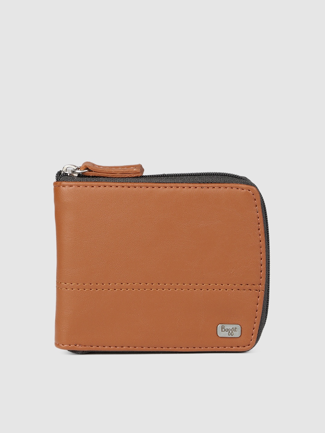 

Baggit Men Tan Brown Solid Zip Around Wallet