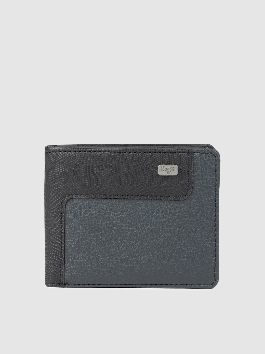 

Baggit Men Black & Navy Blue Colourblocked Two Fold Wallet