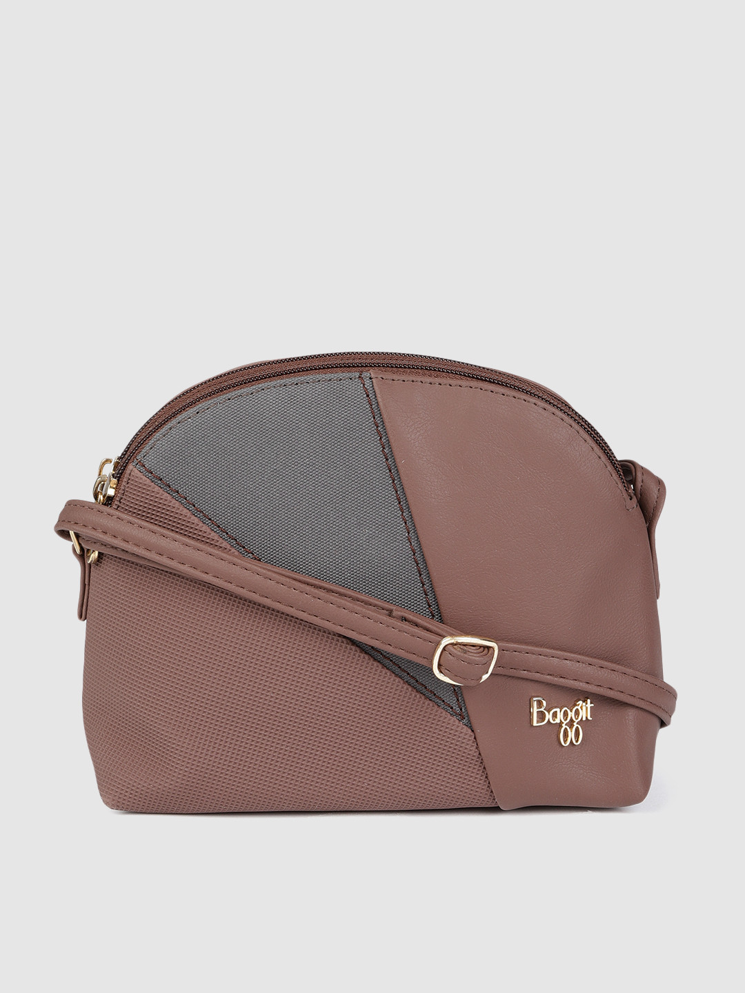 

Baggit Brown & Grey Colourblocked Sling Bag