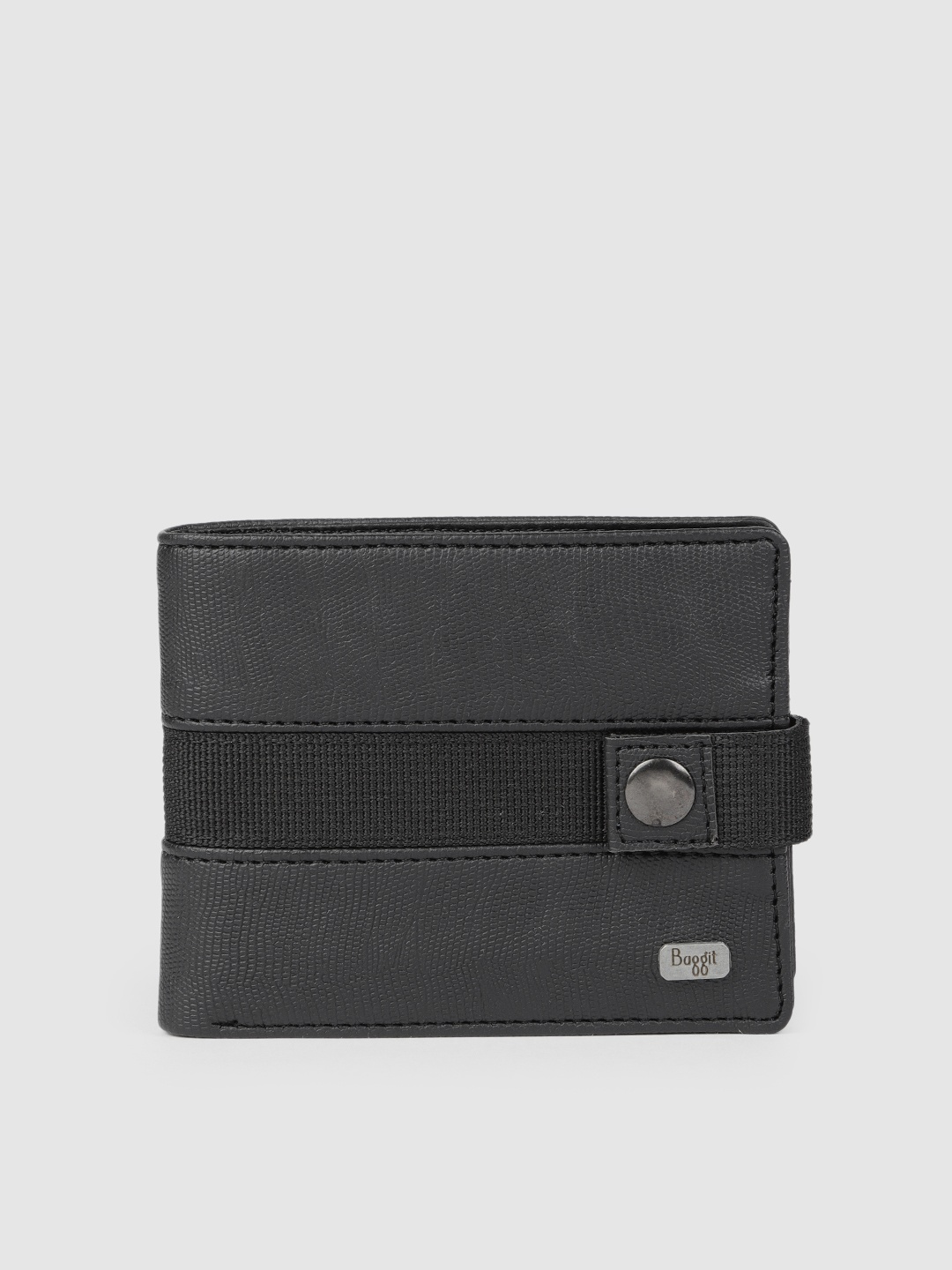 

Baggit Men Black Textured Two Fold Wallet