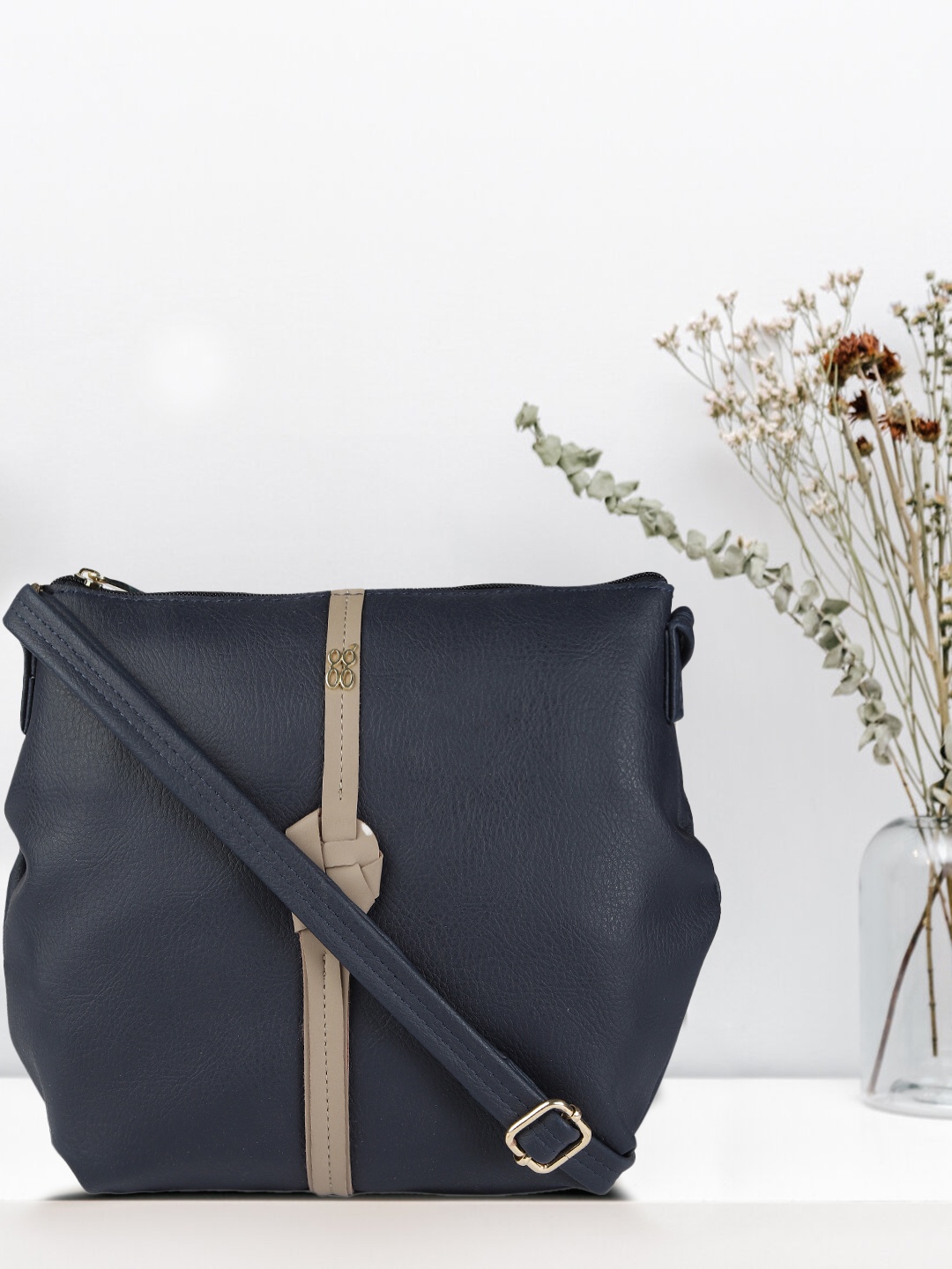 

Baggit Navy Blue Solid Sling Bag