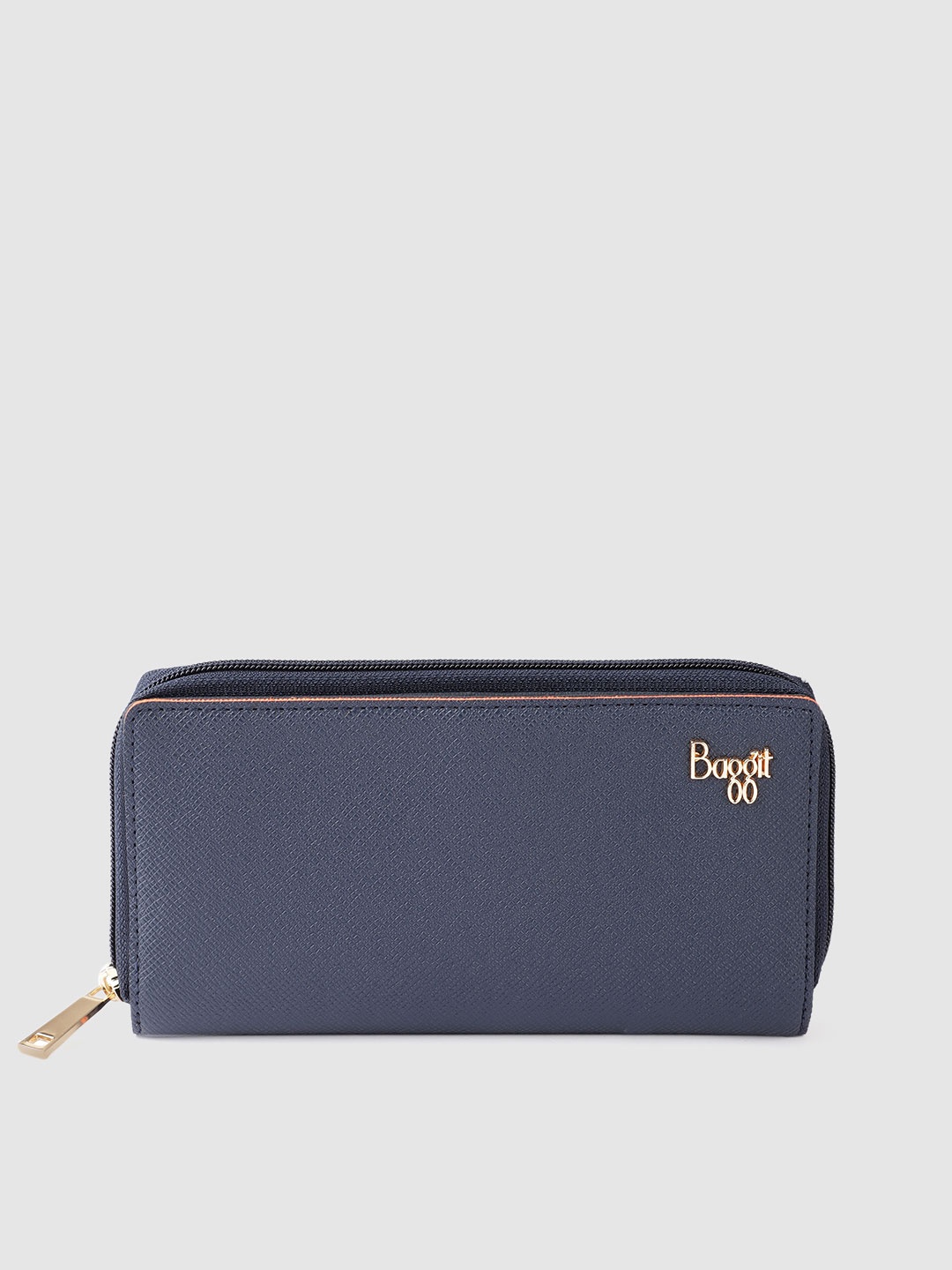 

Baggit Women Blue Saffiano Effect Zip Around Wallet