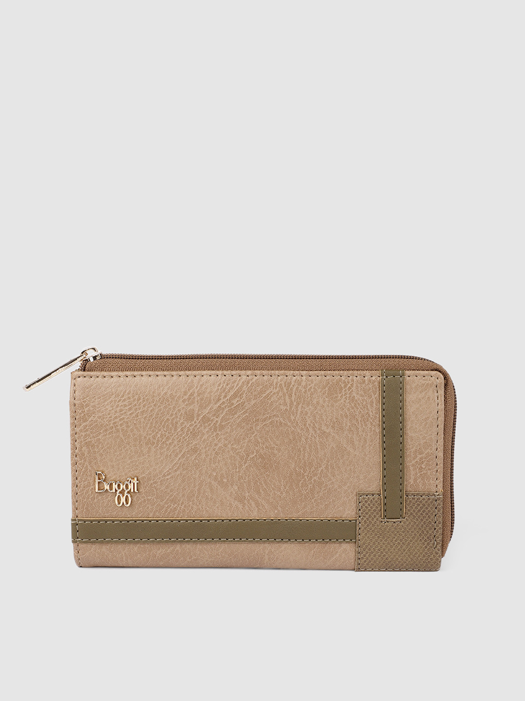 

Baggit Women Beige Solid Zip Around Wallet