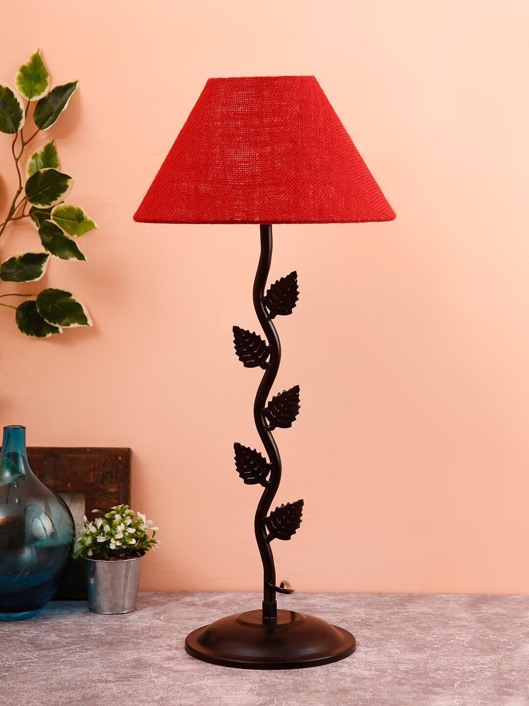 

Devansh Maroon & Brown Self Design Traditional Bedside Standard Table Lamp