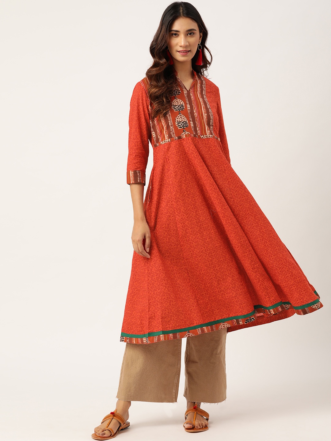 

Sangria Women Red Pure Cotton Ethnic Motifs Printed Kurta
