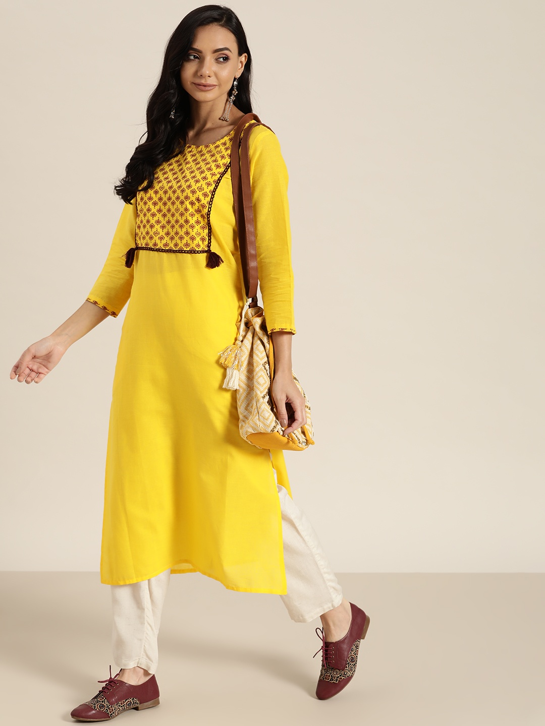 

Sangria Women Yellow Ethnic Motifs Printed Kurta