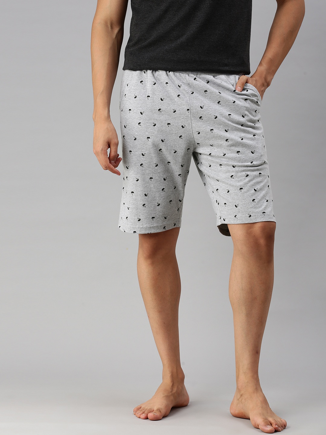 

Mast & Harbour Men Grey Printed Lounge Shorts