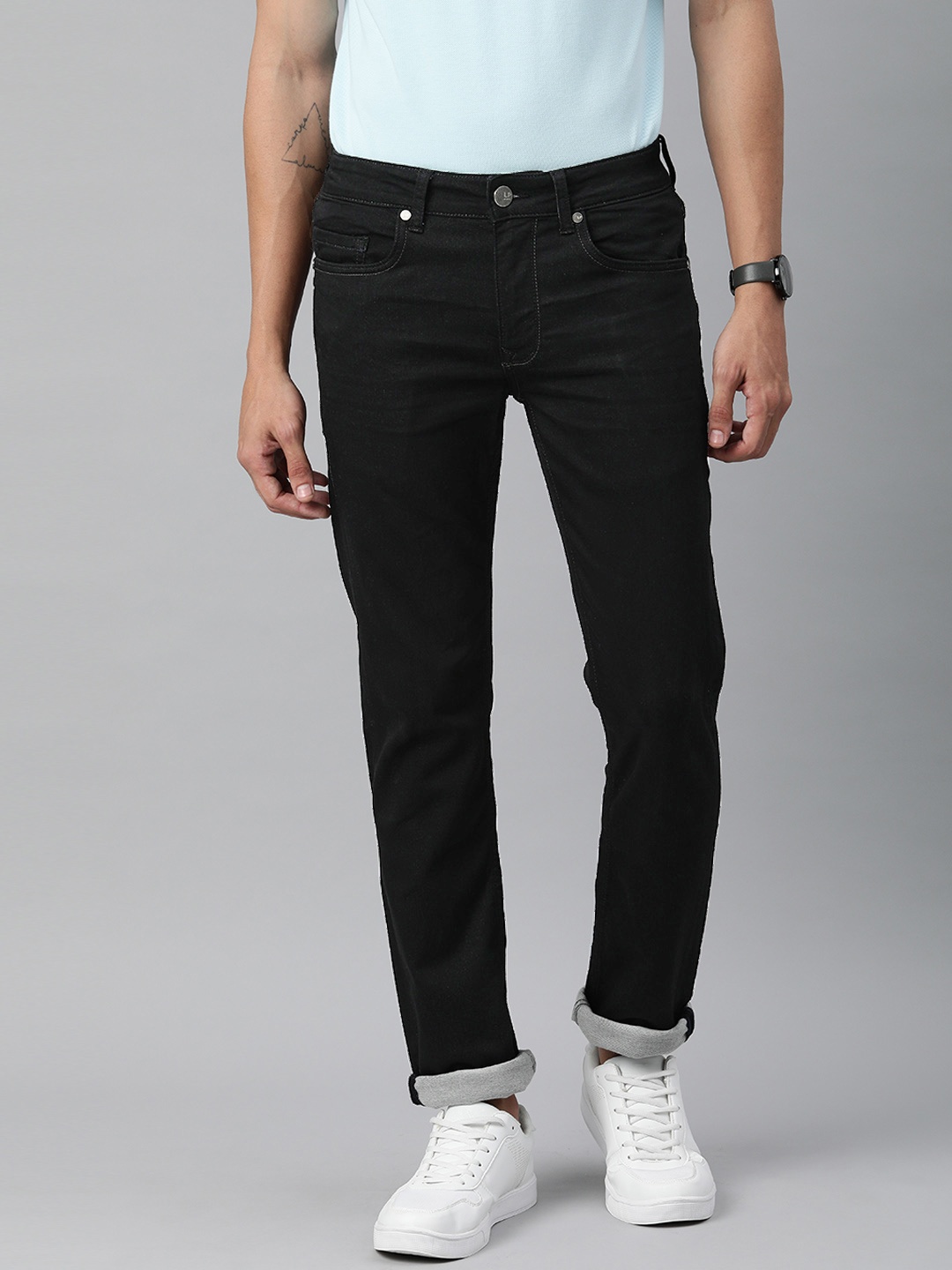 

Louis Philippe Jeans Men Black Matt Slim Fit Low-Rise Clean Look Stretchable Jeans
