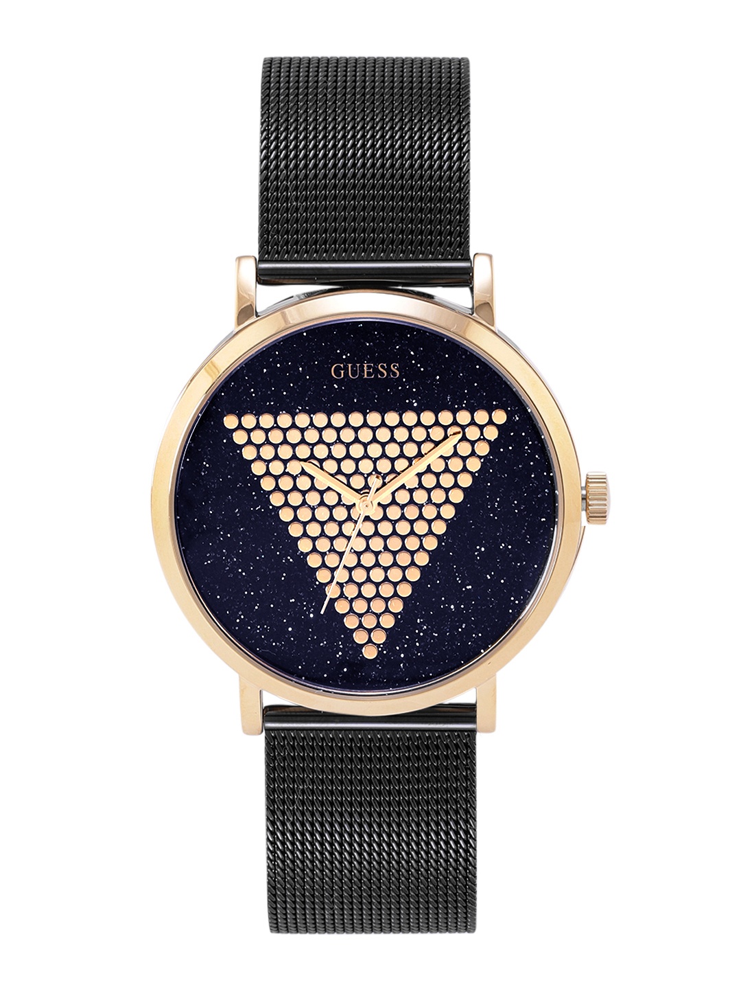 

GUESS Women Gold-Toned & Black Glitter Dial Analogue Watch GW0049G2