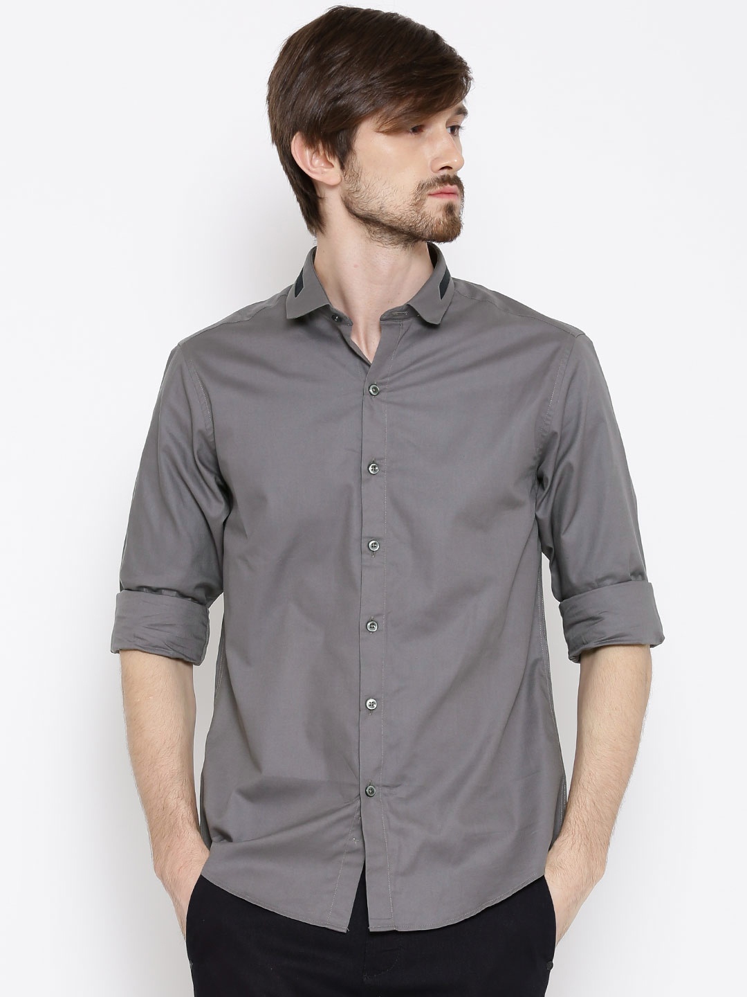 

Wills Lifestyle Grey Slim Casual Shirt