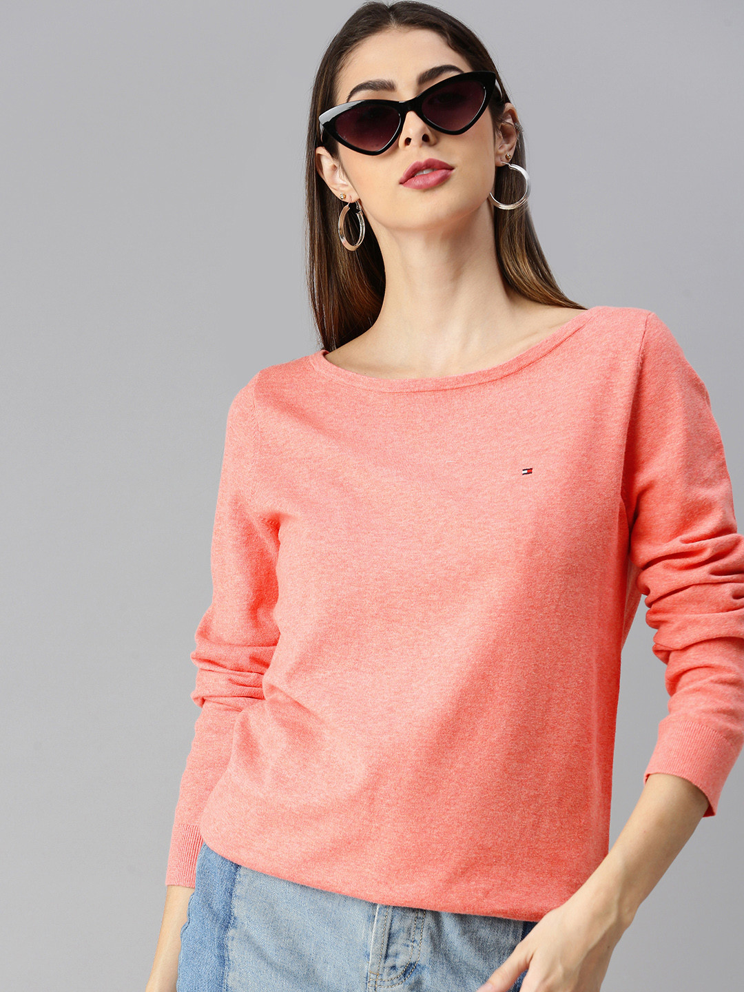 

Tommy Hilfiger Women Coral Pink Solid Pullover Sweater