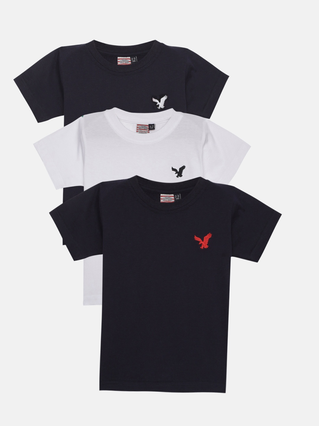 

Actuel Boys Pack of 3 Solid Round Neck Cotton T-shirts, Black