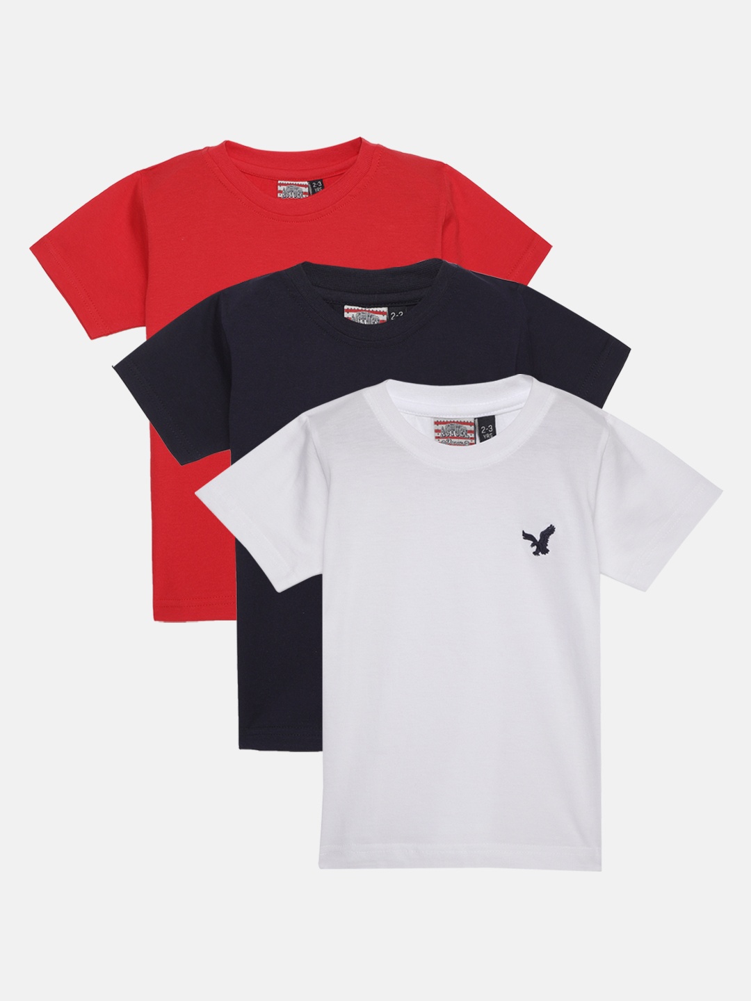 

Actuel Boys Pack of 3 Solid Round Neck Cotton T-shirts, Red