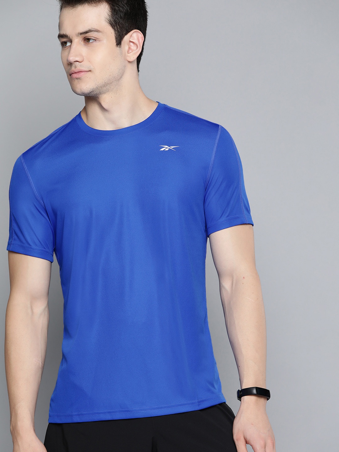 

Reebok Men Blue Training Workout Tech Comm Speedwick Slim Fit T-shirt