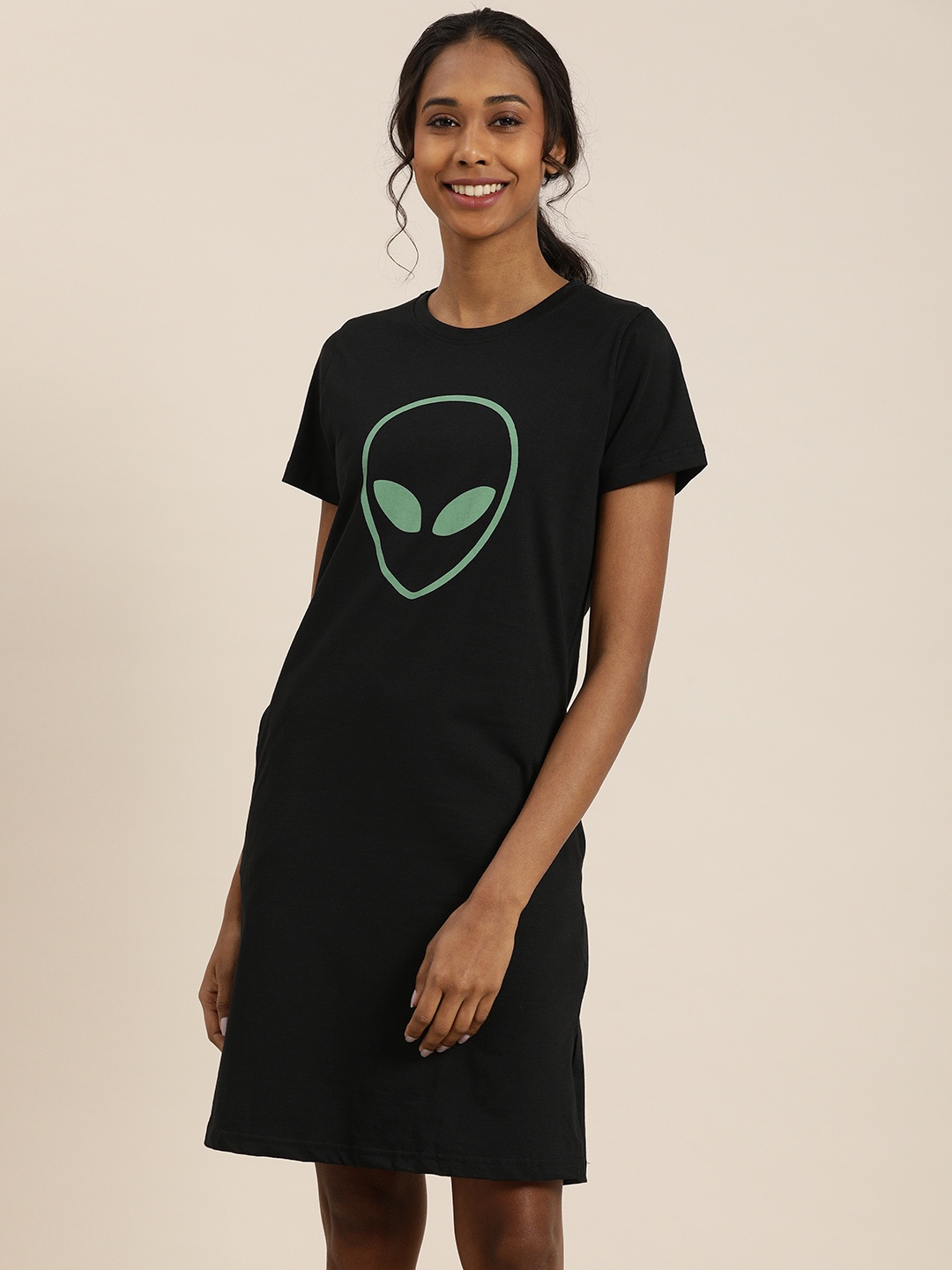 

QUARANTINE Black Printed T-shirt Dress