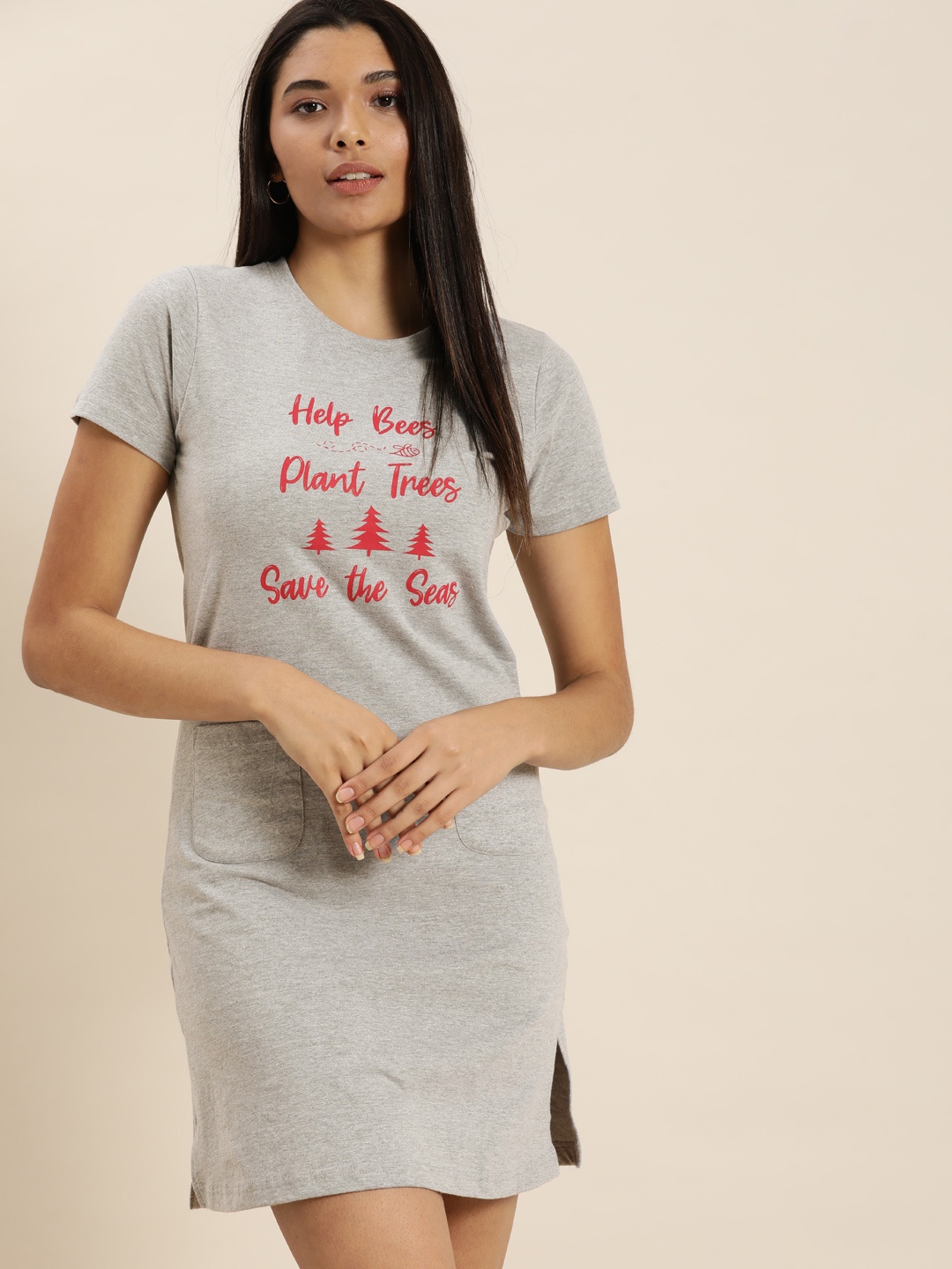 

QUARANTINE Grey Melange T-shirt Dress