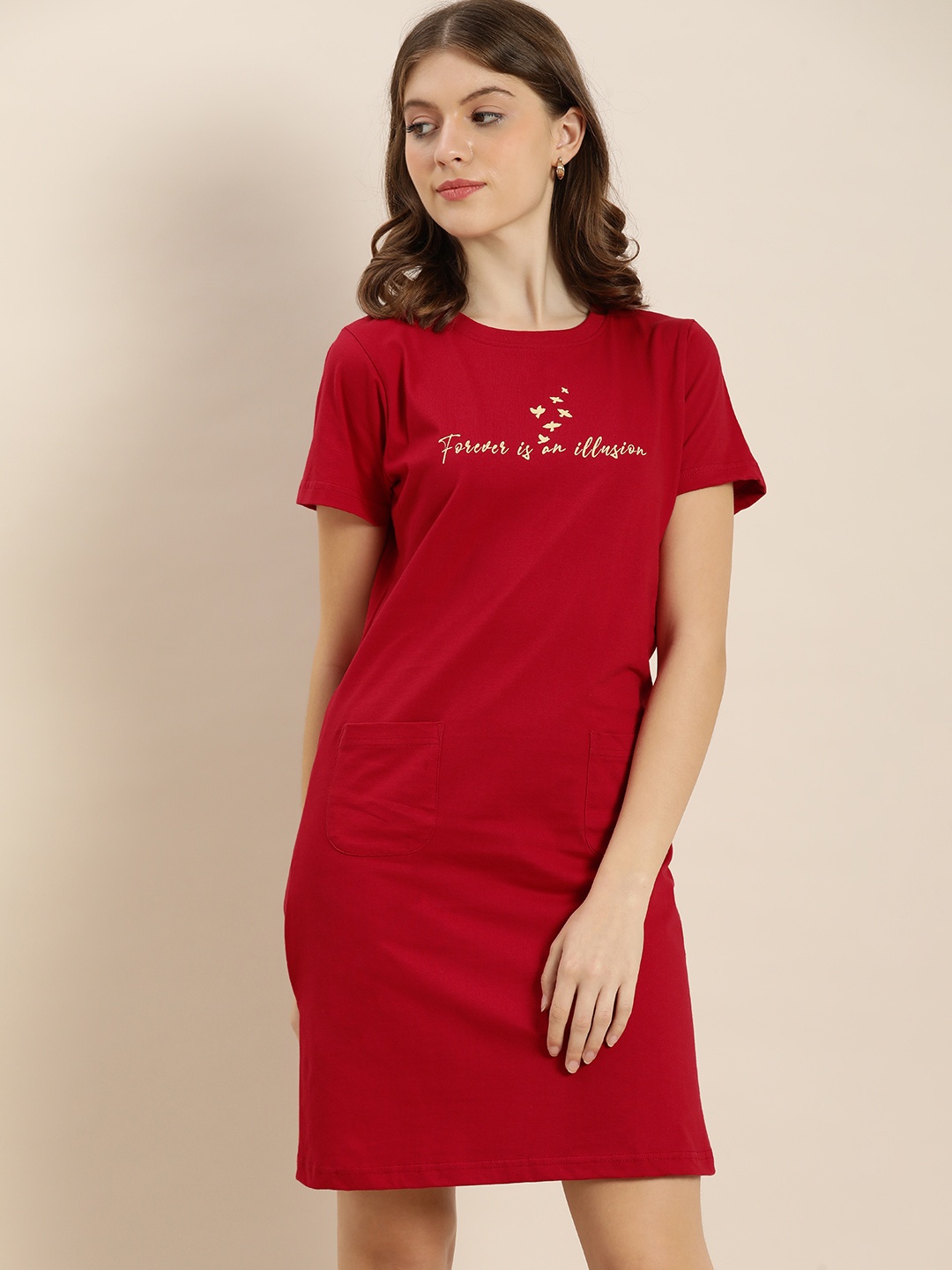 

QUARANTINE Red Printed T-shirt Dress