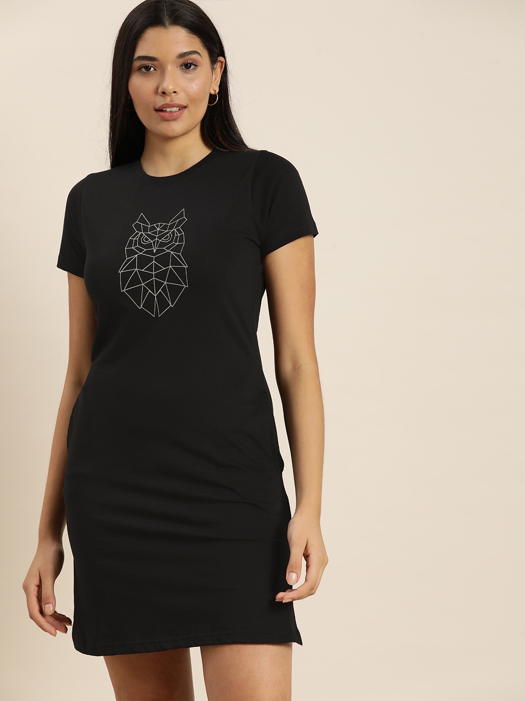 

QUARANTINE Black Printed T-shirt Dress