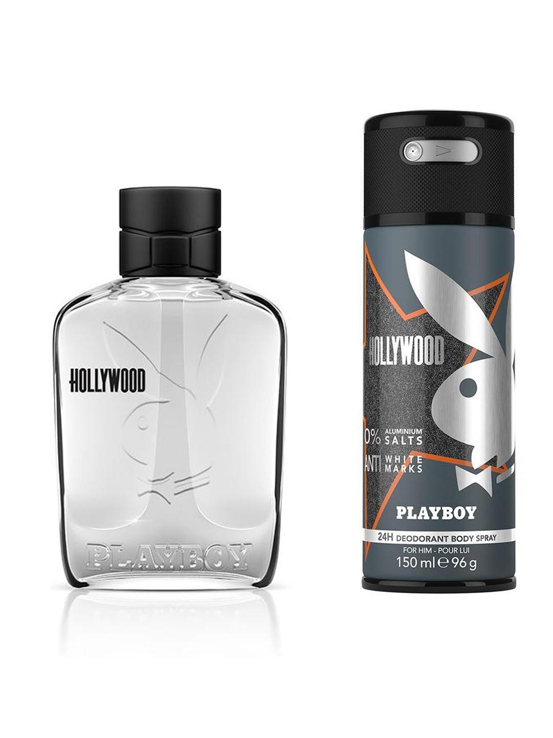 

Playboy Men Set of Hollywood Eau de Toilette & Body Spray, Transparent