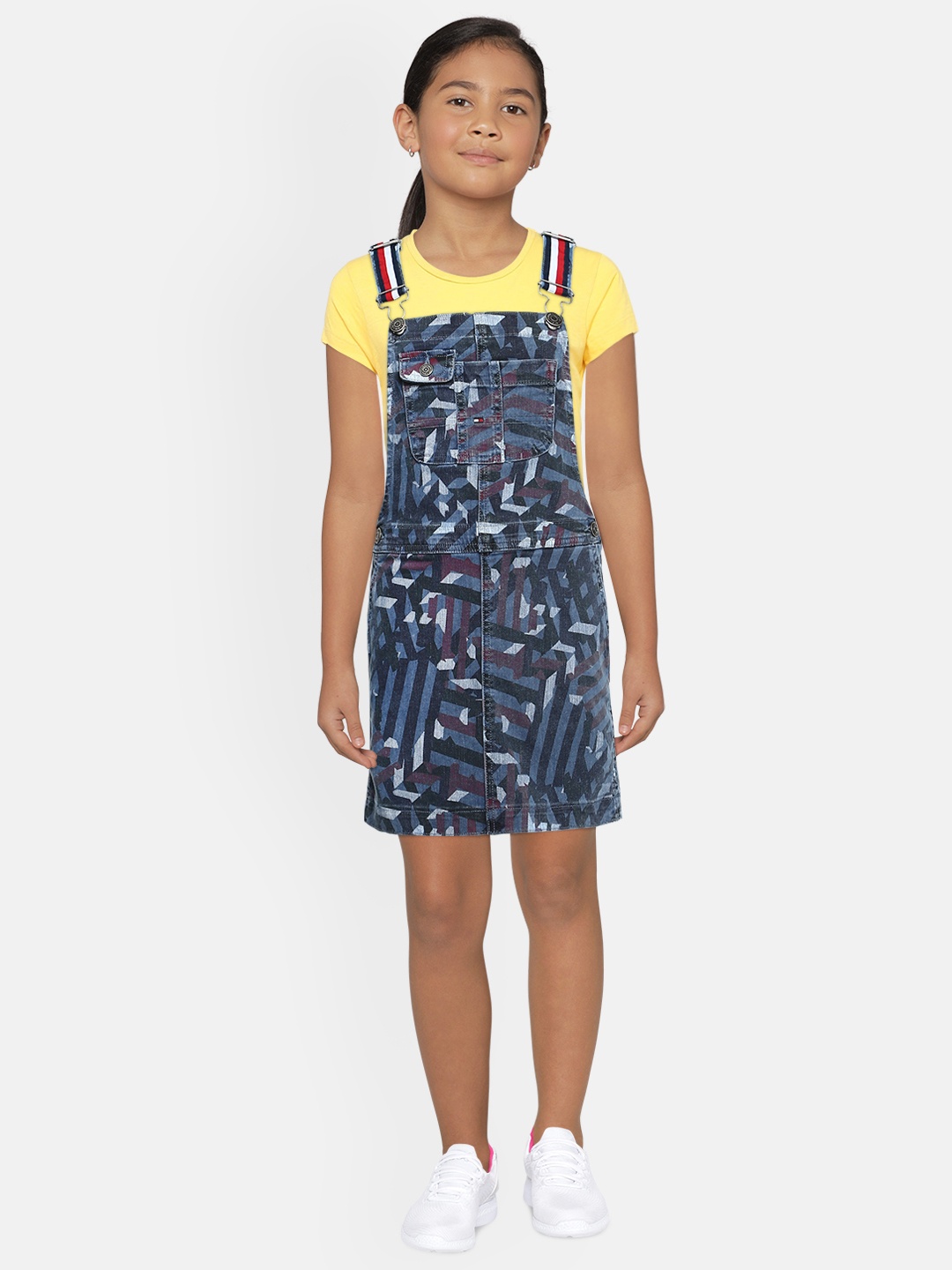 

Tommy Hilfiger Girls Blue Printed Pinafore Dress