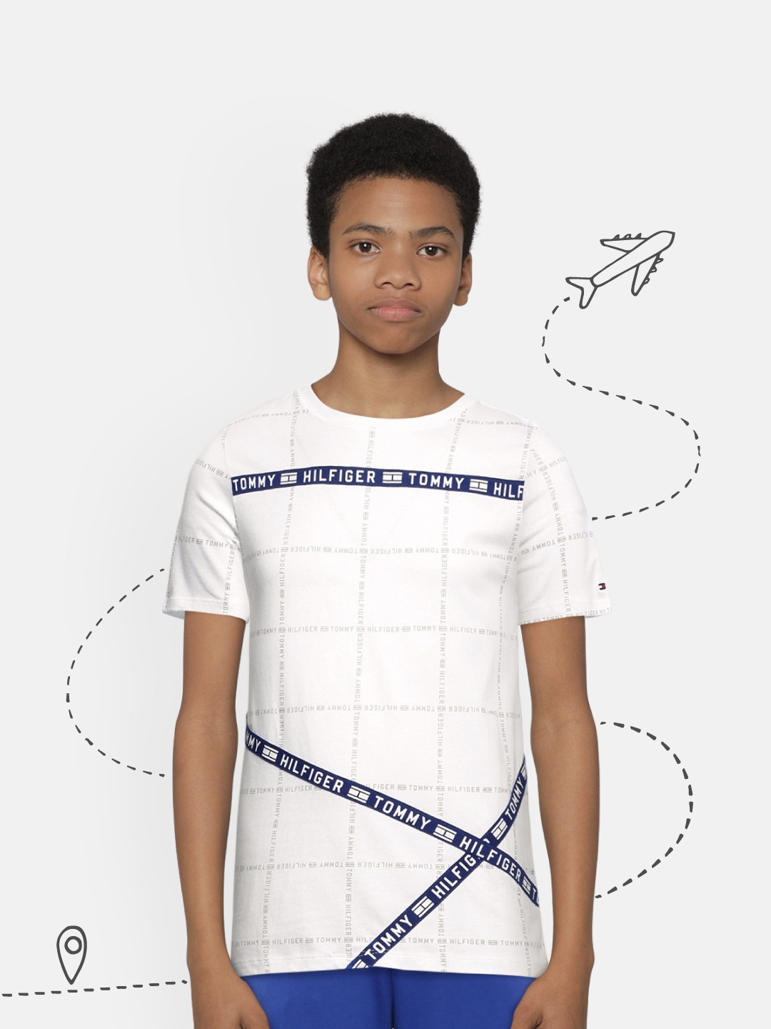 

Tommy Hilfiger Boys White Printed KB SS DOYLE FASHION Pure Cotton T-shirt