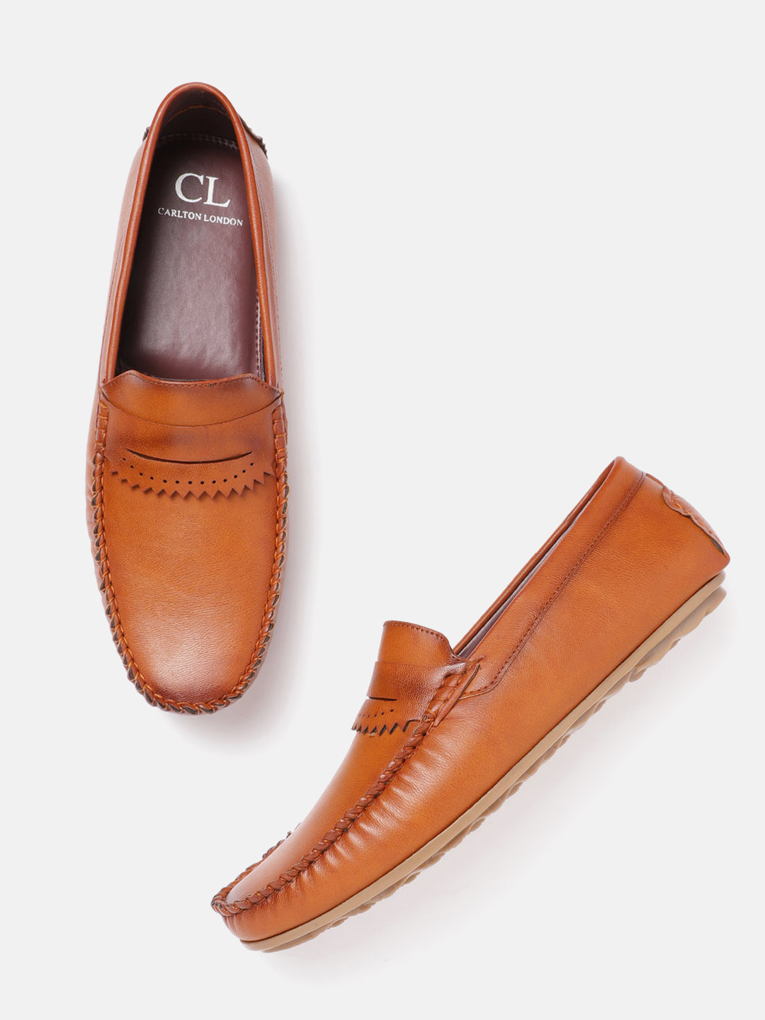 

Carlton London Men Tan Brown Solid Penny Loafers