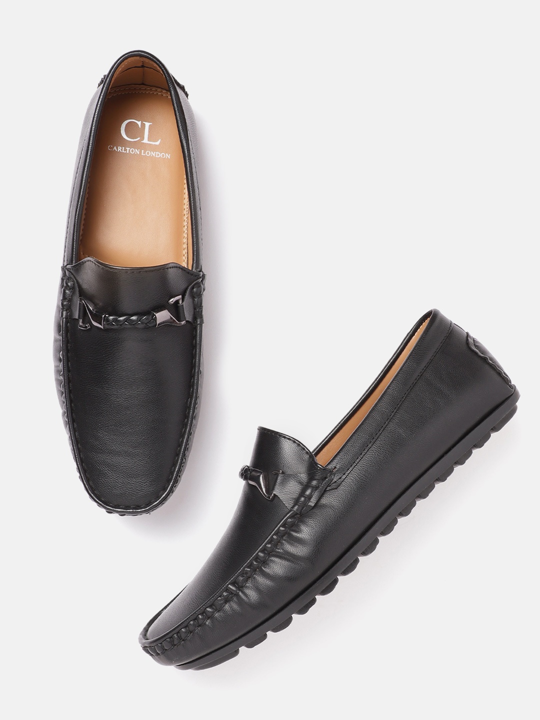 

Carlton London Men Black Solid Horsebit Loafers