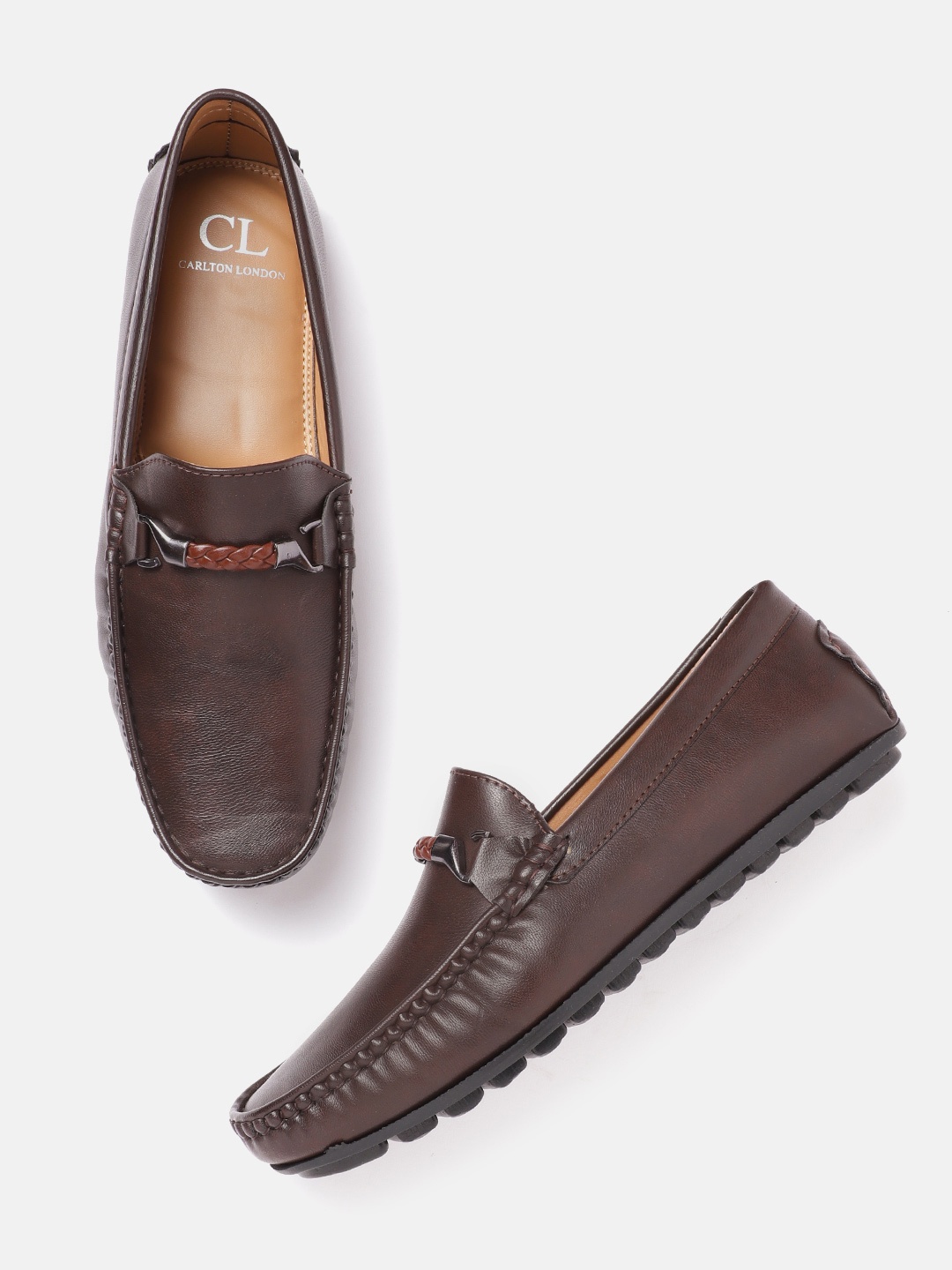 

Carlton London Men Coffee Brown Solid Horsebit Loafers