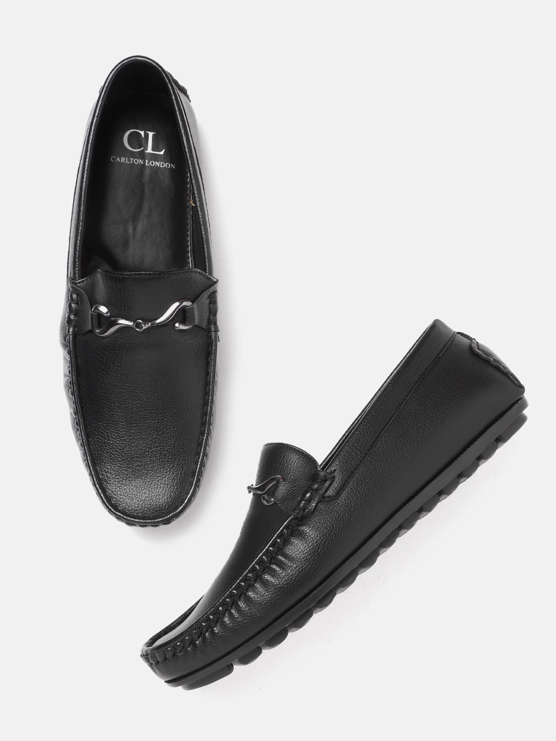 

Carlton London Men Black Solid Horsebit Loafers
