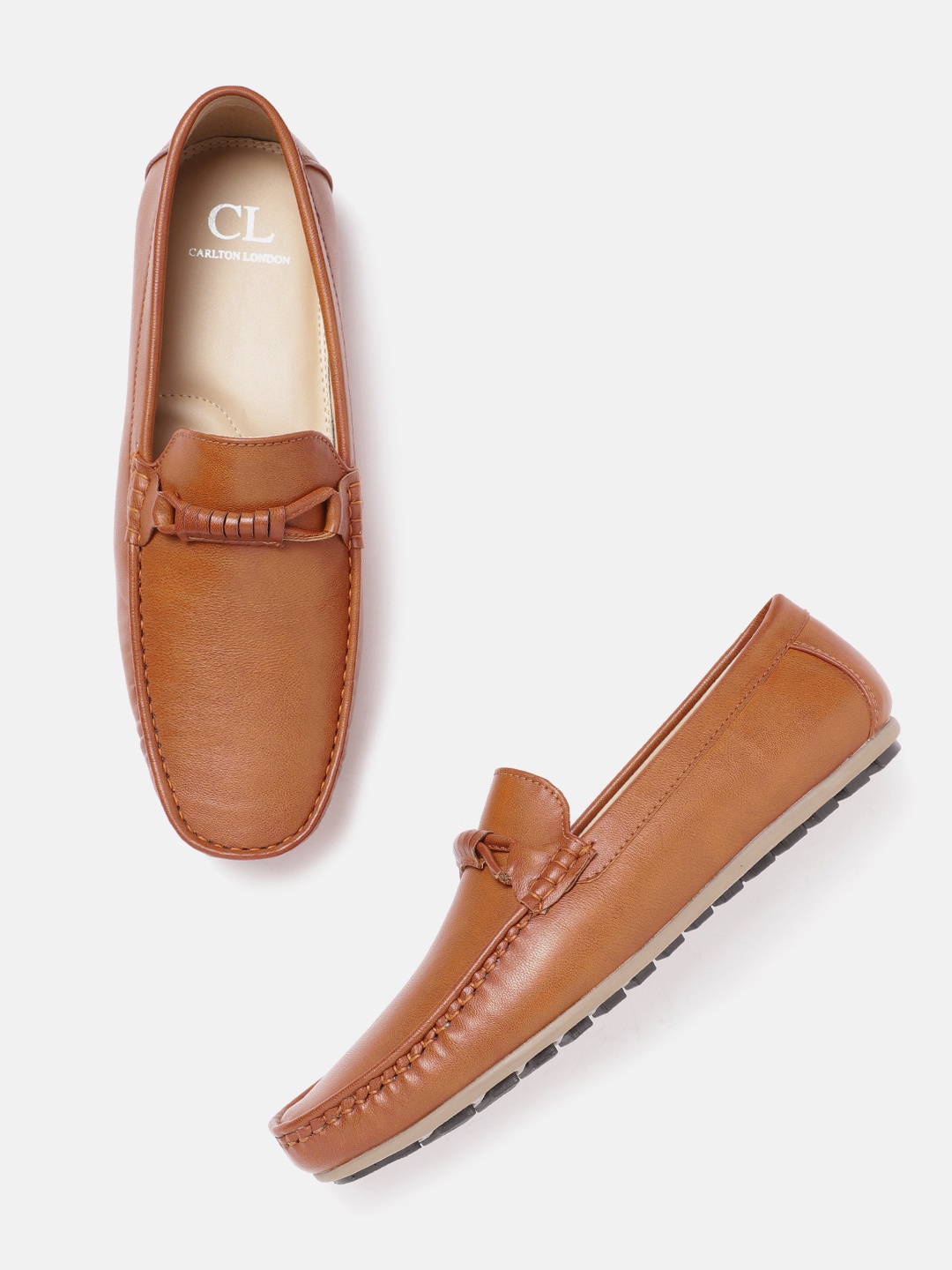 

Carlton London Men Tan Brown Solid Horsebit Loafers