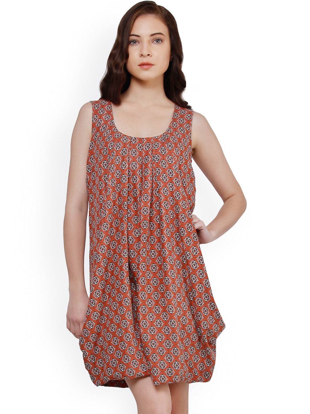 

Oxolloxo Orange Printed Shift Dress