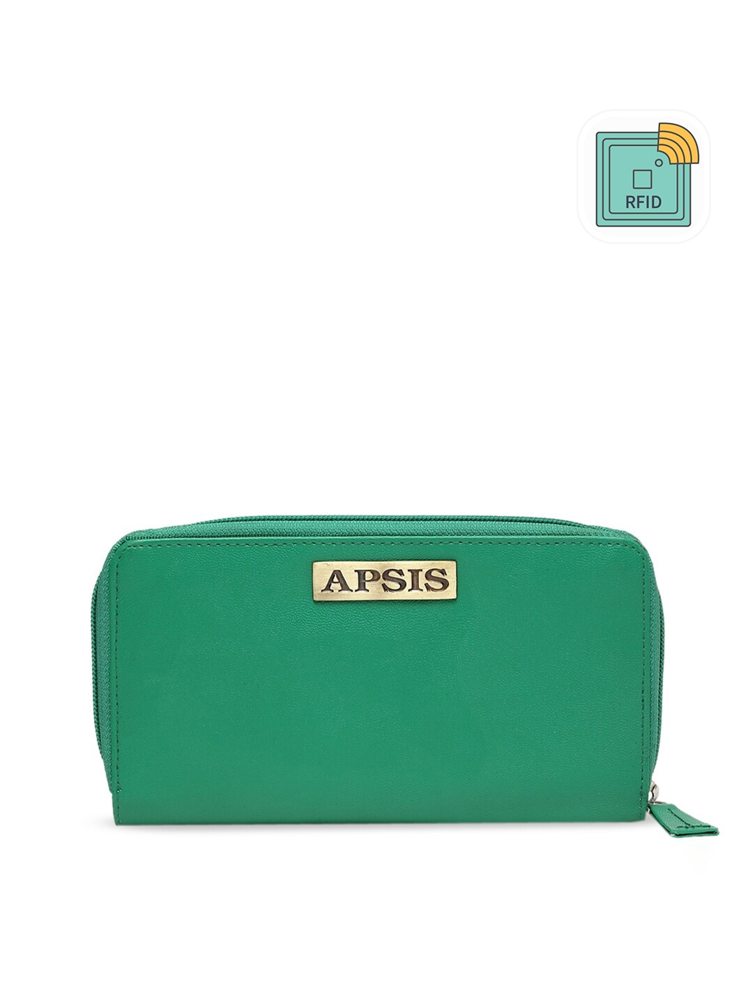 

Apsis Women Teal & Gold-Toned Solid Zip Around Wallet