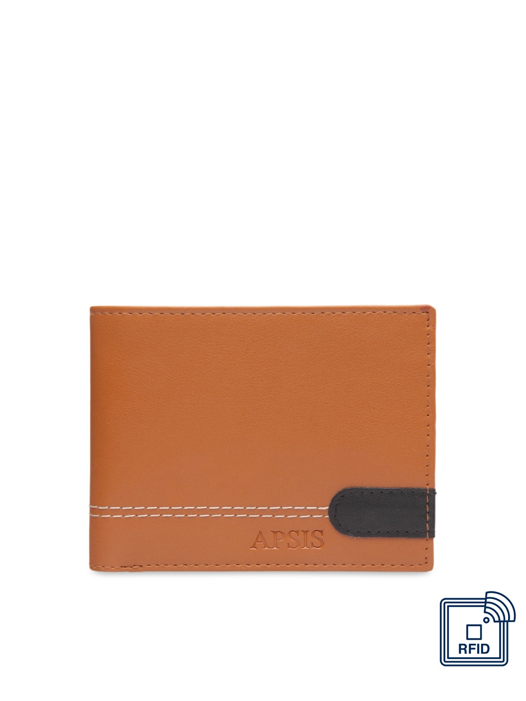 

Apsis Men Tan & Black Solid Two Fold Wallet