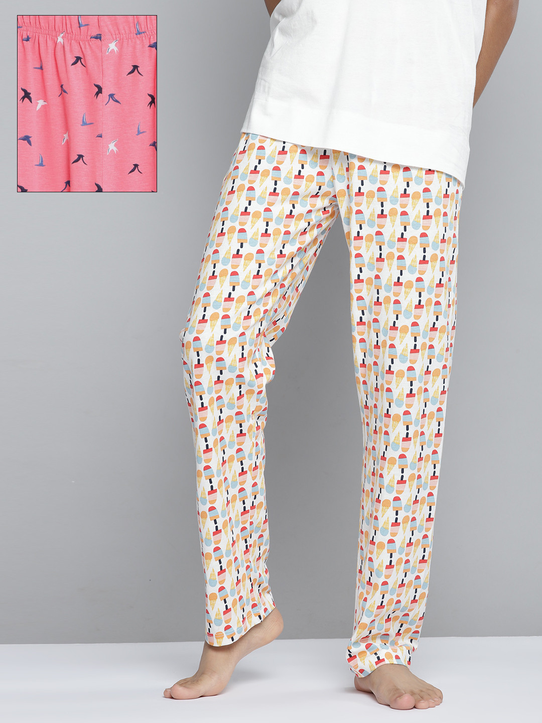 

YK Basics Boys Pack of 2 Printed Pure Cotton Lounge Pants, Peach