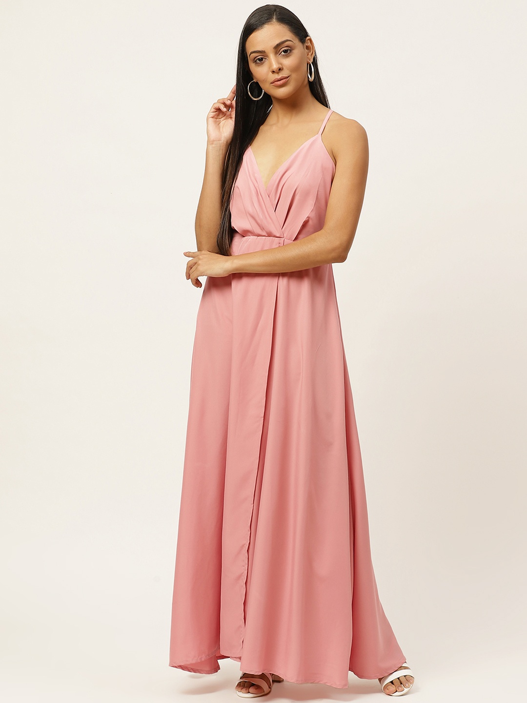 

U&F Women Pink Solid Wrap Dress