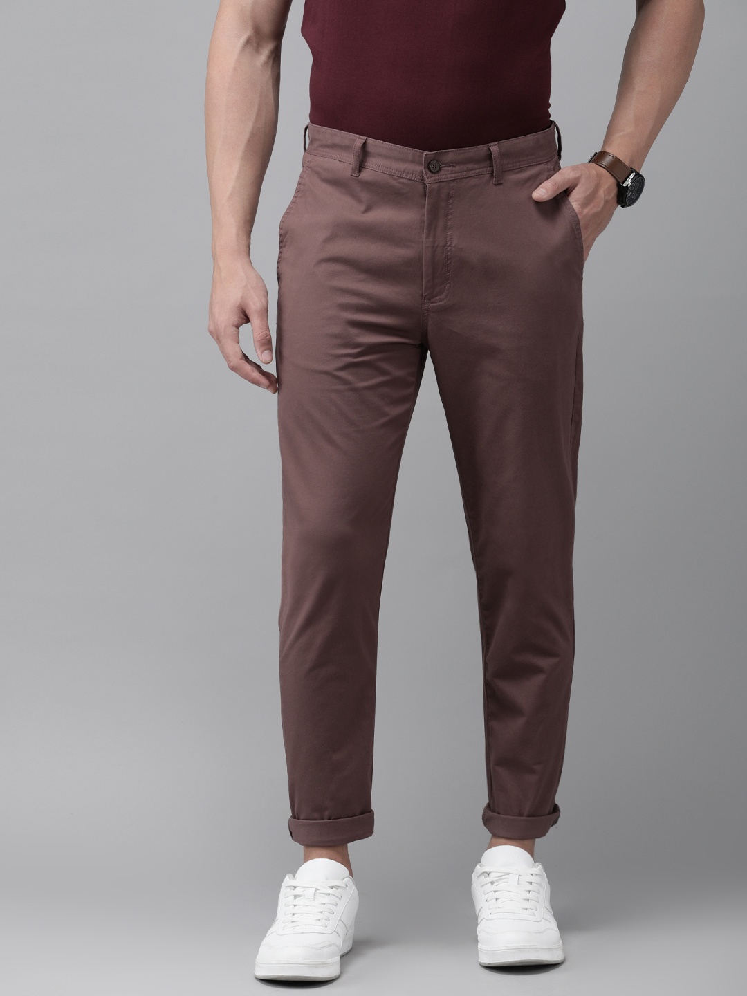 

Blackberrys Men Mauve Arise Regular Fit Solid Chinos