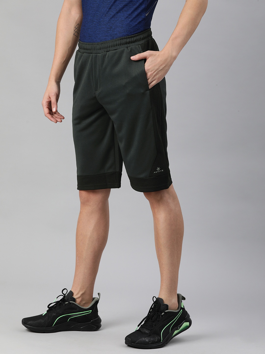 

WROGN ACTIVE Men Black Slim Fit Mid-Rise Sports Shorts