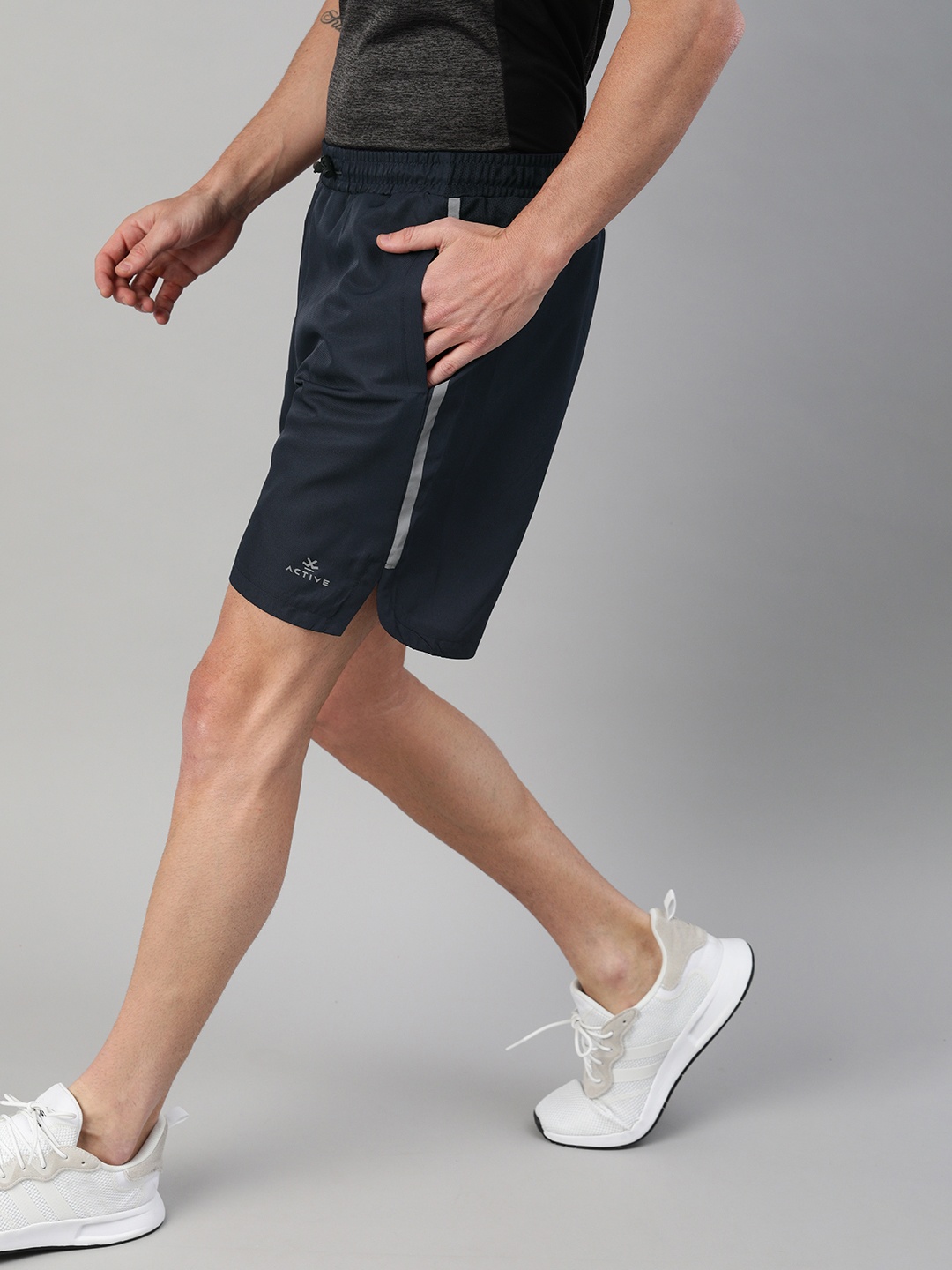 

WROGN ACTIVE Men Navy Blue Solid Slim Fit Sports Shorts