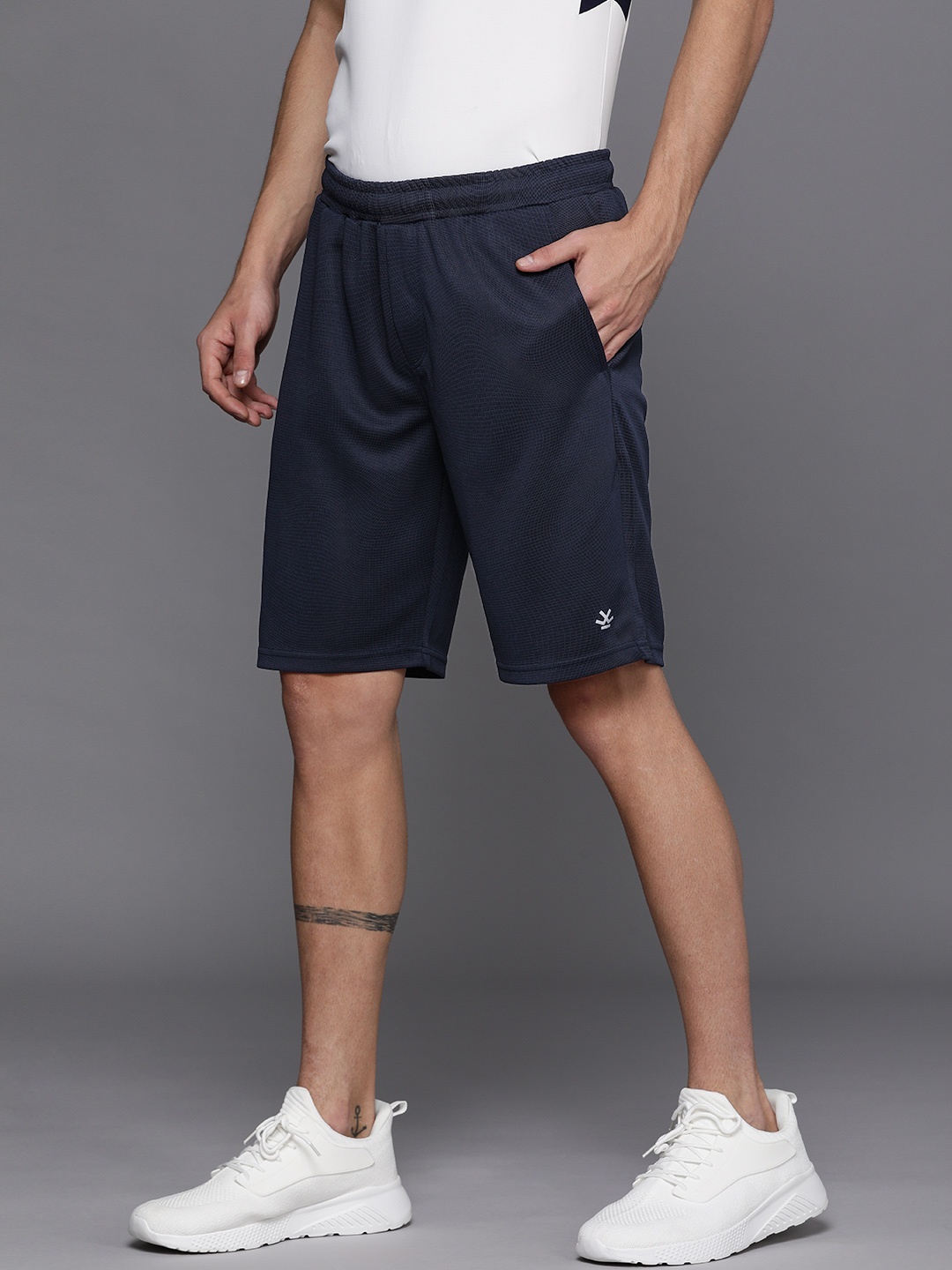 

WROGN ACTIVE Men Navy Blue Slim Fit Mid-Rise Sports Shorts