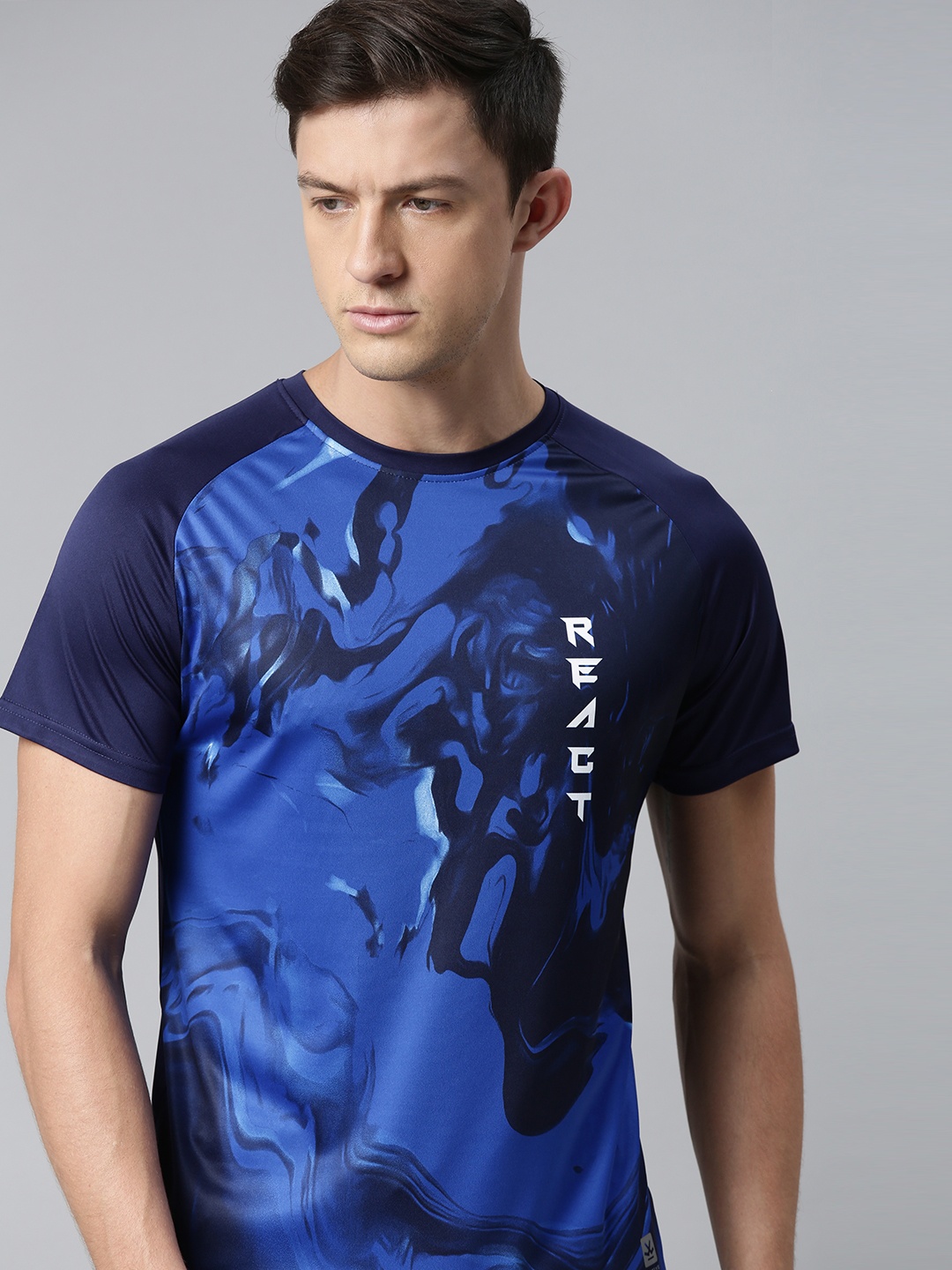 

WROGN ACTIVE Men Blue Printed Slim Fit T-shirt