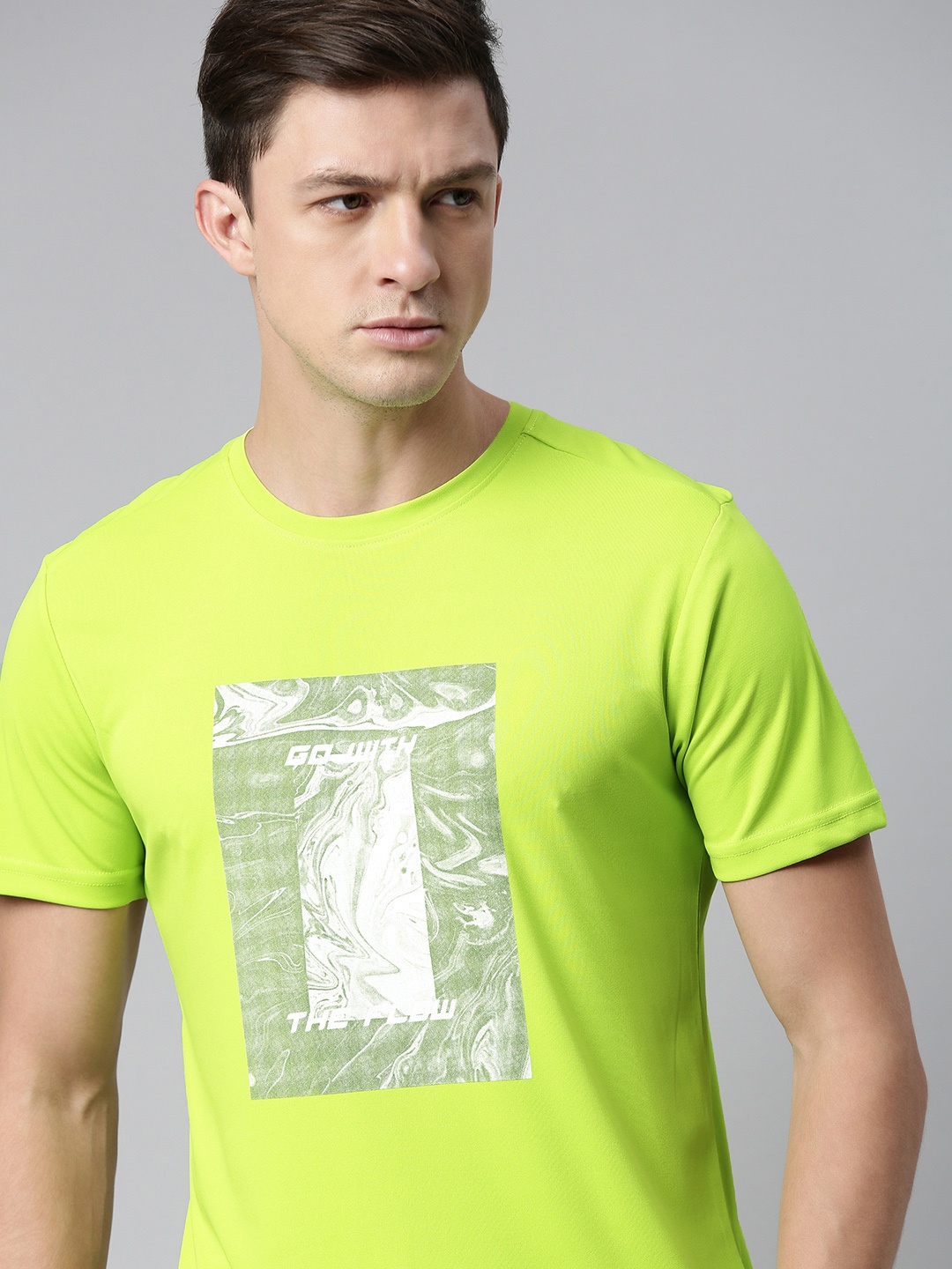 

WROGN ACTIVE Men Lime Green Typography Printed Slim Fit T-shirt