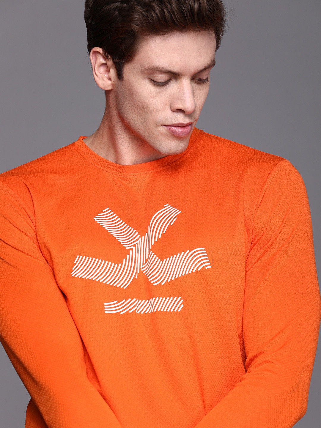 

WROGN ACTIVE Men Orange Slim Fit Printed Round Neck T-shirt